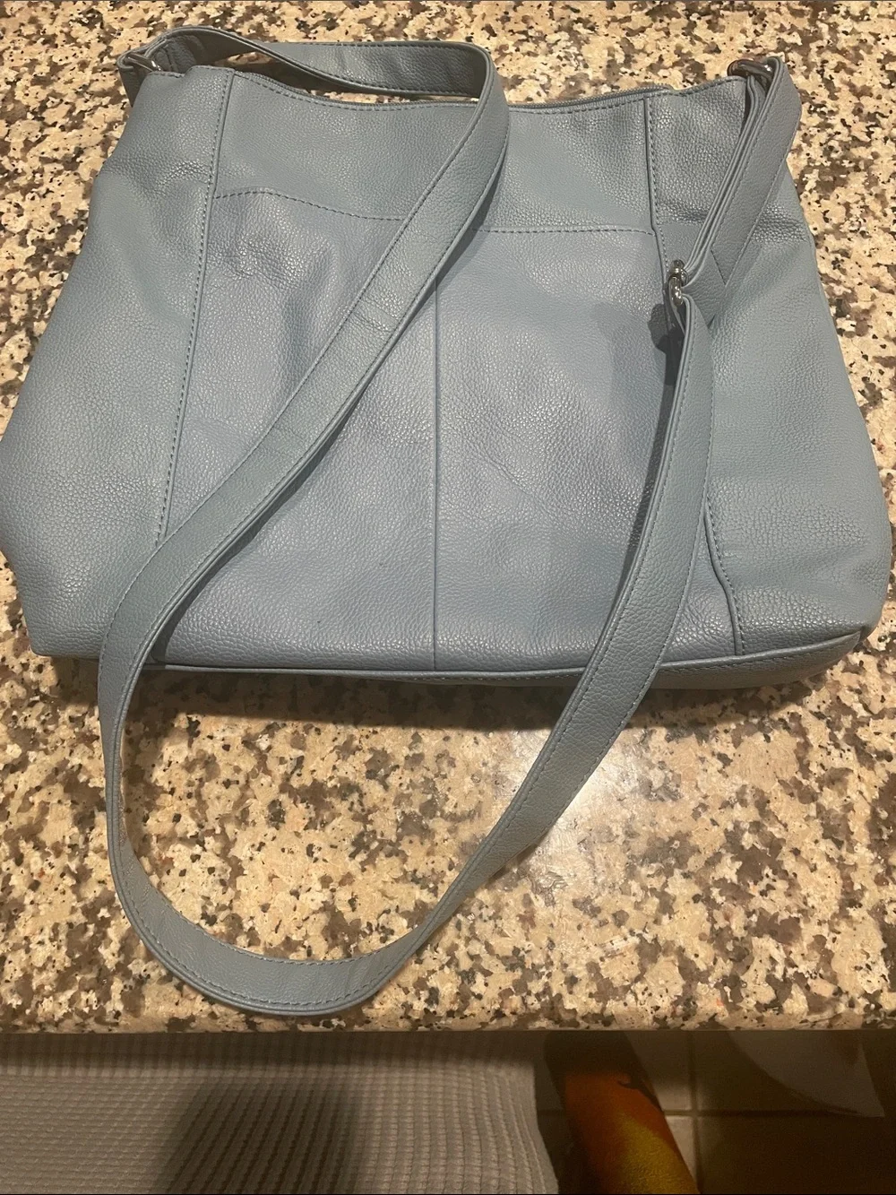 Tignanello Sky Blue Pebble Leather Shoulder Bag